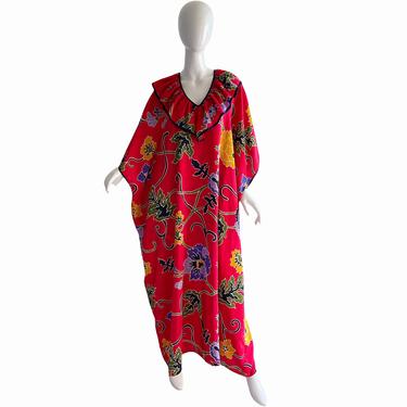Oscar De La Renta Swirl Caftan / Vintage Kimono Kaftan / Psychedelic Maxi Dress OS 