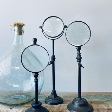 Set of 3 Decorative Magnifying Glasses on Stands | Shelfie Decor | Bookshelf Decor | Mantel Decor | Travel Decor | Curiosity Cabinet Display 