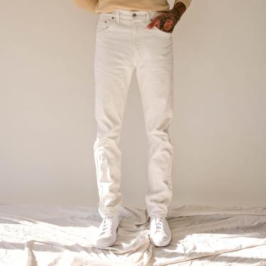 Vintage 80s LEVIS 505 Distressed White Denim Zipper Fly Jeans | Made in USA | Size 34x35 | 1980s LEVIS White High Waisted Denim Pants 