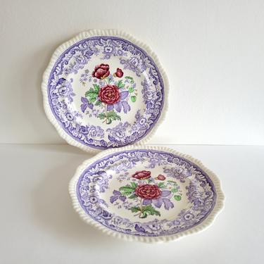 Vintage Spode Mayflower Dinner Plates, Copeland Lavender Transferware, 2 Available 