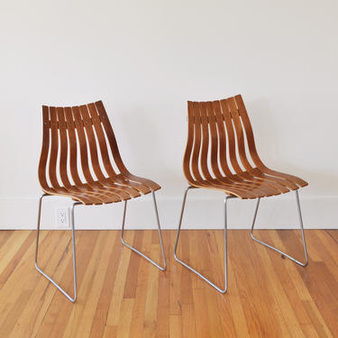 Pair of Hans Brattrud for Hove Mobler Scandia "Junior" Chairs | Norwegian Modernist Seating | Bentwood Mid Century Modern 