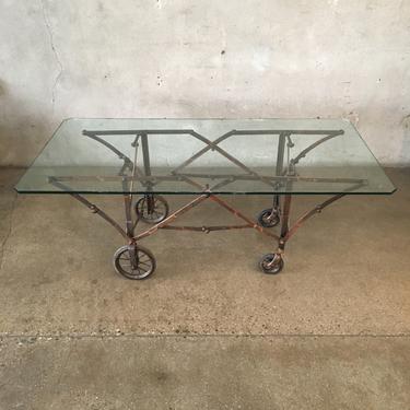Antique Coffin Trolley With Glass Top