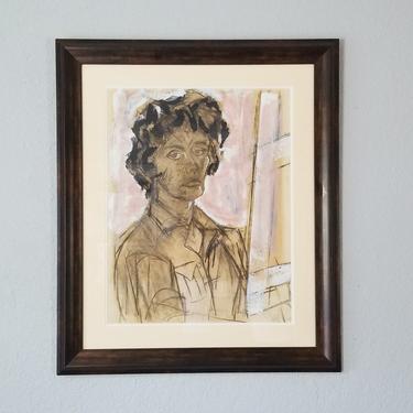 Vintage Abstract Female Portrait Painting. 