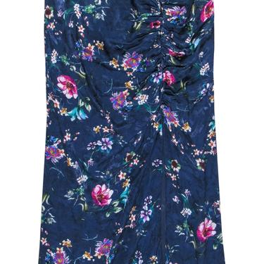 House of Harlow 1960 x Revolve - Navy &amp; Multicolor Textured Floral Print Midi Skirt Sz XL
