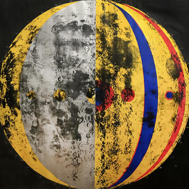 Large Lunar Decollage Celebrating Apollo 8 Mission