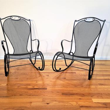 Vintage Pair of Sculptural Metal Rocking Chairs 