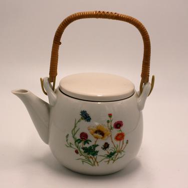 vintage takahashi ceramic teapot/floral pattern/san francisco 