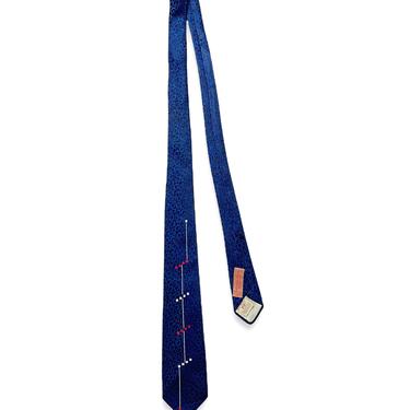 Vintage 1950s ATOMIC PRINT Silk Necktie ~ Rockabilly Neck Tie ~ VLV ~ Brocade 