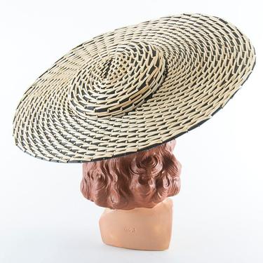 Vintage 1950s Sun Hat | 50s Woven Straw Wide | Birthday Life  display picture 2