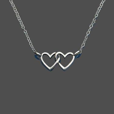 Best Friends_Sterling Silver Linked Heart 18in Dainty Necklace by LeChalet
