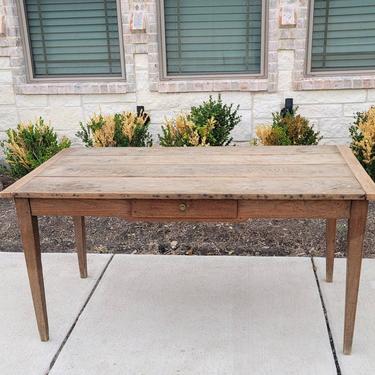 Rustic 19th Century Country French Farmhouse Oak Plank Top Table 