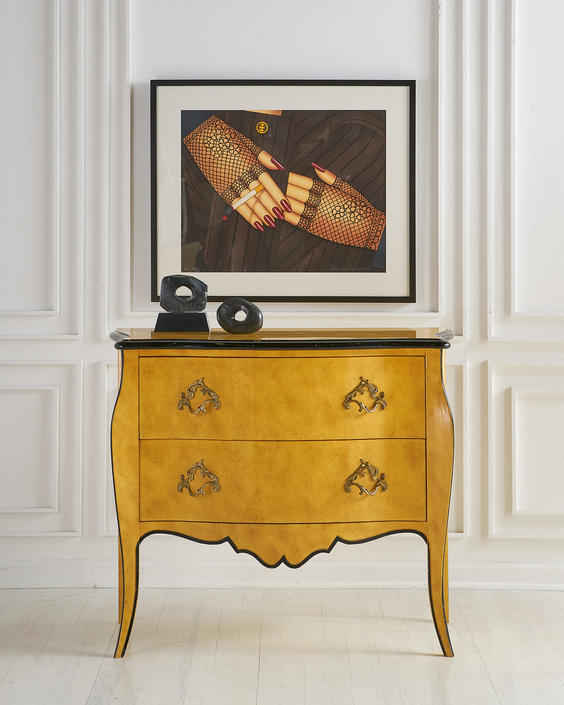 Two Drawer Hand Painted Bombay Chest Of Drawers By Baker Furniture