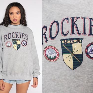 Rocky Mountains Sweatshirt Ski The Rockies Shirt 90s Graphic Ski Sweater Mountain Crewneck 1990s Vintage Grey Retro Extra Large xl xxl 