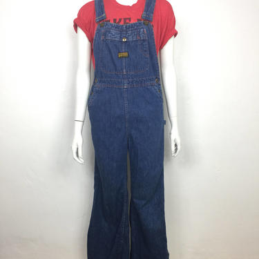 vtg 70s 80s denim distressed overalls jumpsuit onesie workwear jeans bell bottom flares 