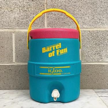 Vintage Igloo Jug Retro 1990s Barrel of Fun + 2 Gallon + Plastic + Drink and Liquid Holder + Cold Beverages + Indoor or Outdoor + Picnic 