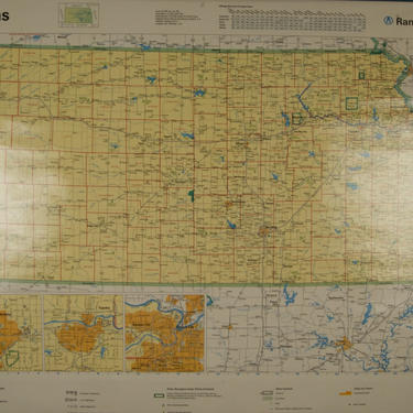 SALE WAS 45 Vintage Rand McNally Kansas Classroom Wall Map 