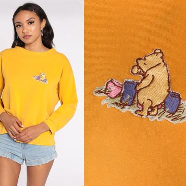 Winnie The Pooh Sweatshirt Walt Disney Sweater 90s Graphic Shirt Cartoon 1990s Vintage Crewneck Kawaii Yellow Medium 