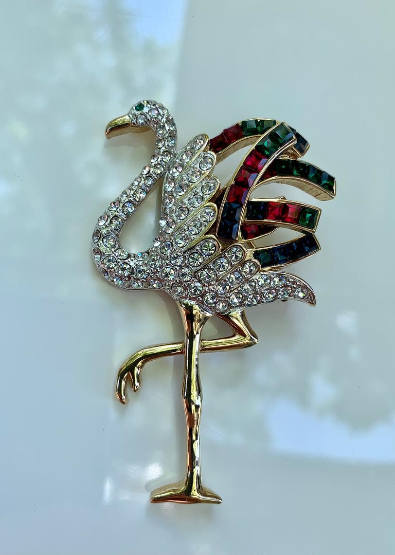 Kimono Dragon Nyc 90s Swarovski Calla Lilly Crystal & Pearl Brooch