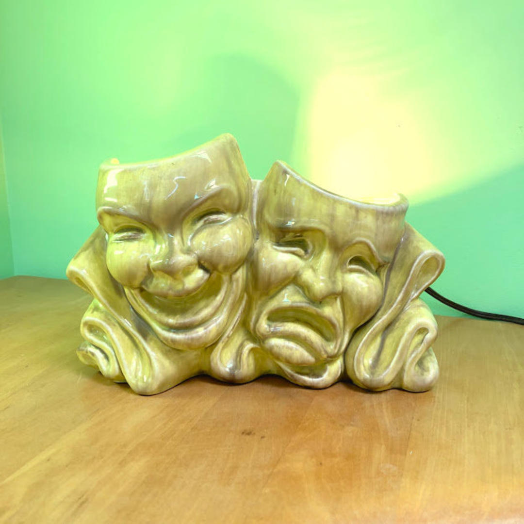 1920s Earthenware Comedy & Tragedy Masks