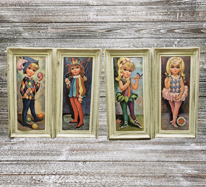 Vintage Big Eyes Wall Decor, Goji Big Eyes, 4 Vintage 1960's