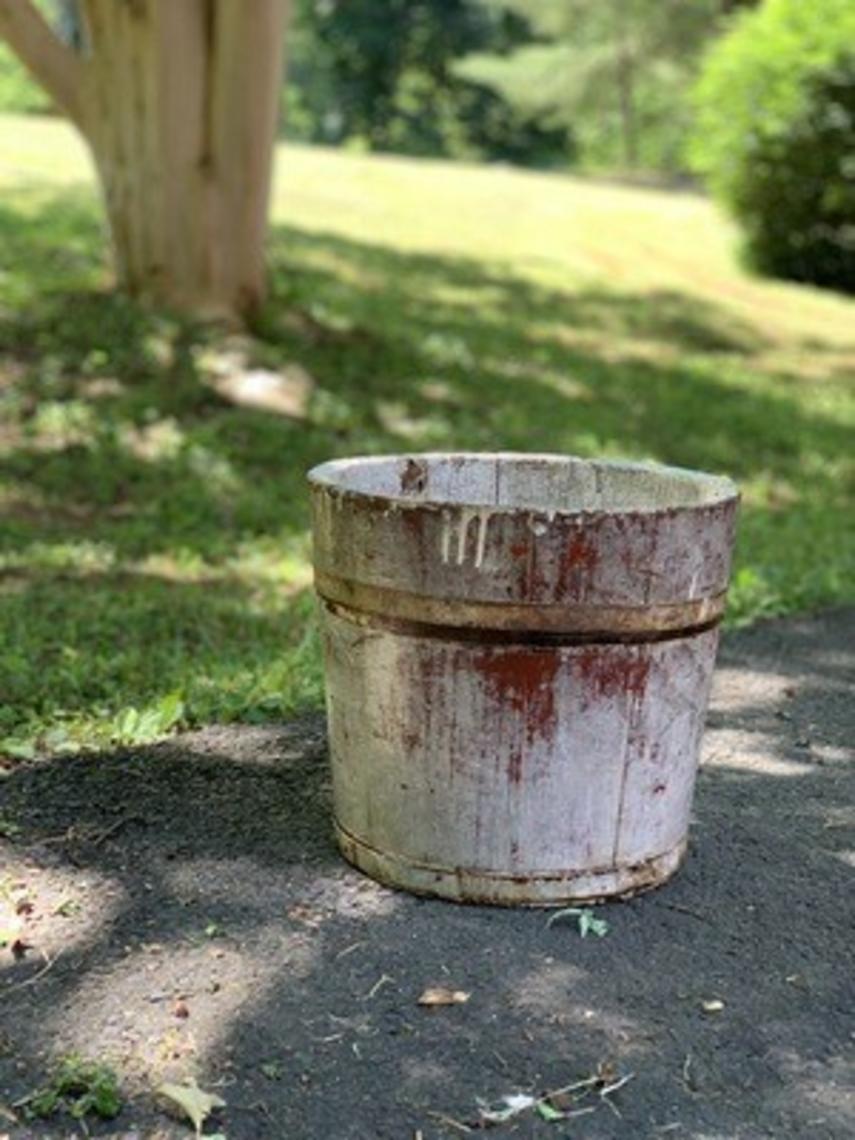 Sap Bucket, Vintage Wooden Bucket, Wooden Planter Artified Junk
