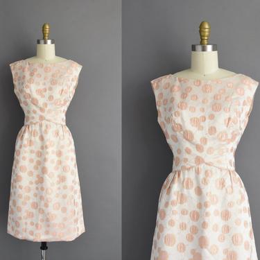 1950s vintage dress | Gorgeous Sparkly Pink & Gold Silk Satin Cocktail Party Bridesmaid Wedding Dress | Small | 50s dress 