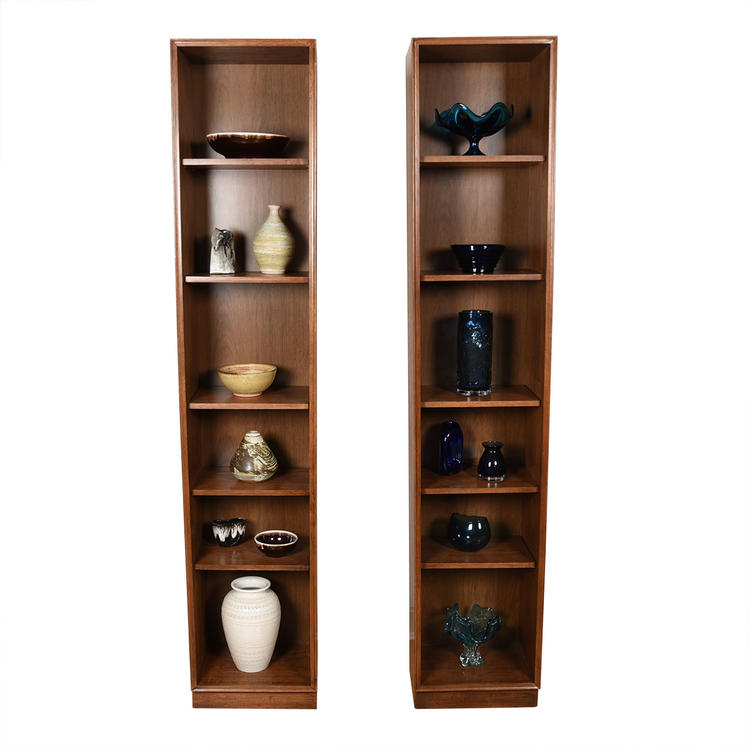 Pair of Tall Thin Open Bookcases w\/ Removable Shelves