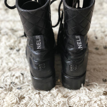 Vintage Black Leather Chanel Boots — The Peace Village