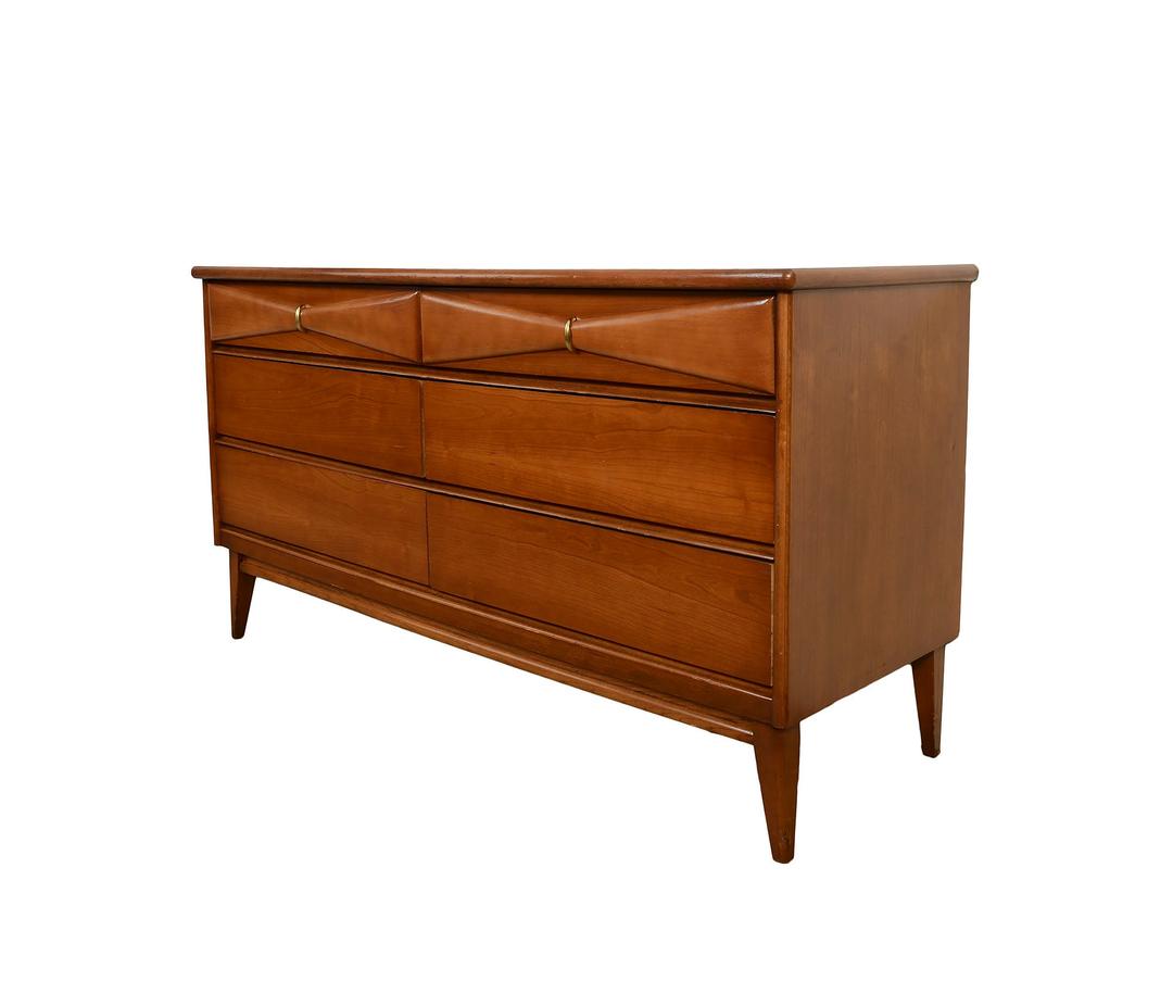 Cherry Credenza Long Dresser Bassett Danique Mid Century Modern ...