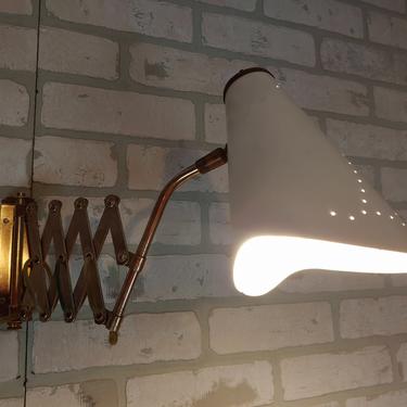 Vintage White and Brass Starlight Accordian Wall Lamp 