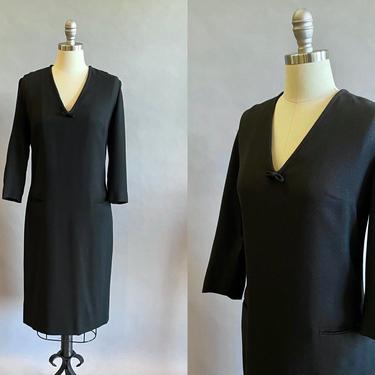 1960s Mr. Blackwell Dress / Designer Vintage / Black Shift Dress  / Size Extra Large Size Large 