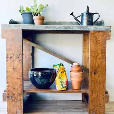 Potted Plants Antique Potting Bench Antique Galvanized Table Bar