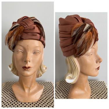 1950s Hat // Sonni California Silk Feather Hat // vintage 50s hat 