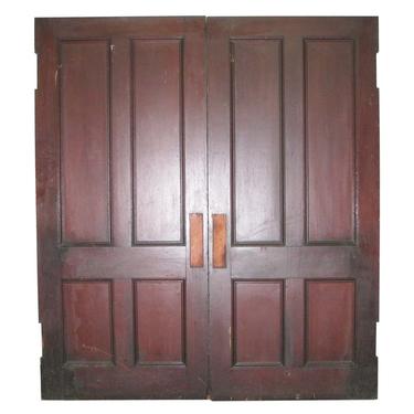 Antique 4 Pane Wood Pocket Double Doors 85.5 x 75.75