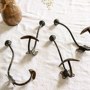 pair of vintage french cast iron wall hooks