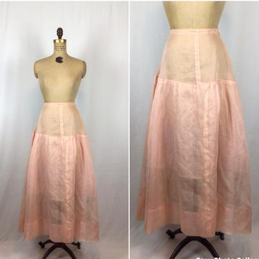 Vintage 50s slip | Vintage pink organza half slip | 1950s full long petticoat 