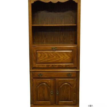BERNHARDT FURNITURE Oak Rustic Country French 33" Lighted Drop Front Secretary Bookcase / Wall Unit 227-804 