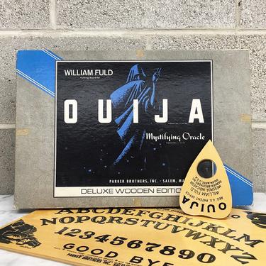 Vintage Board Game Retro 1960s Ouija Board + Deluxe Wooden Edition + Mystifying Oracle + William Fuld + Talking Board Set + Parker Brothers 