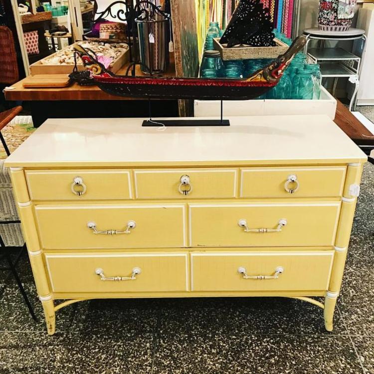 Yellow Hollywood Regency dresser