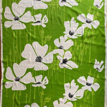 Vera Neumann MCM Vintage 60s 70s Fabric • 2 pieces, 5-1/2 yards total • MOD Green Poppies Poppy Flower Power Floral • 1960s 1970s Material 
