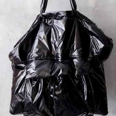 Shiny Black Puffer Bag