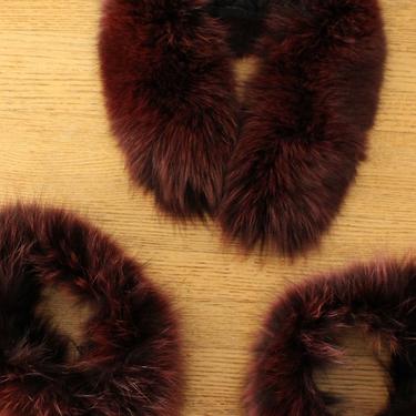 Plum Fox Fur Collar &amp; Cuff Set