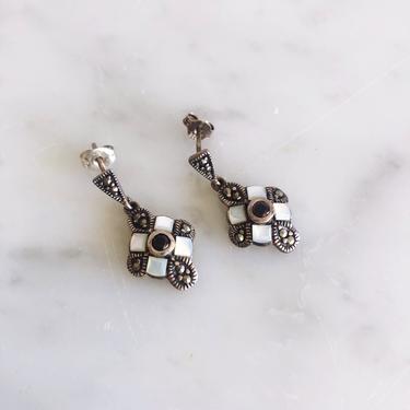 Vintage Sterling Silver and Marcasite Earrings 