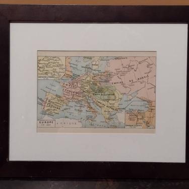 Vintage French Map Periode Contemporaine XIX Siecle Europe in 1810 Cartography Framed 11x9 