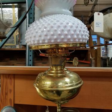 Antique Brass Aladdin Wall Mount Student Lamp with Cranberry Hobnail Earthwise Architectual Salvage Seattle Seattle WA