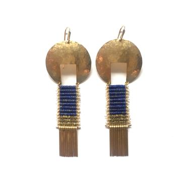 Orbis Earrings in Lapis and Gold