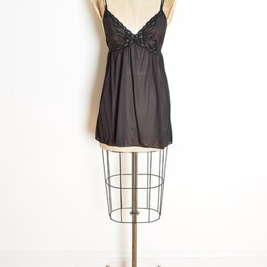vintage 70s lingerie top LORRAINE black lace camisole cami tank shirt clothing 