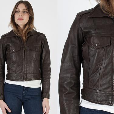 70s Harley Davidson Jacket / Brown Leather Motorcycle Biker