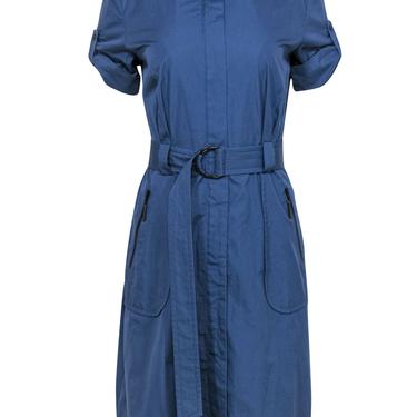 Akris Punto - Smokey Blue Rolled Collar Utility Dress w/ Belt Sz 8