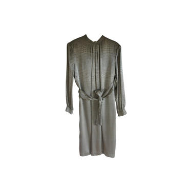 Franck and Fils Silver And Charmeuse Silk Leopard Long-Sleeved Cocktail Dress 